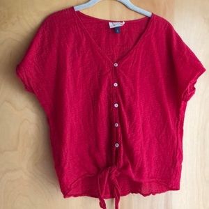 Red Universal Thread cotton button tie down top M